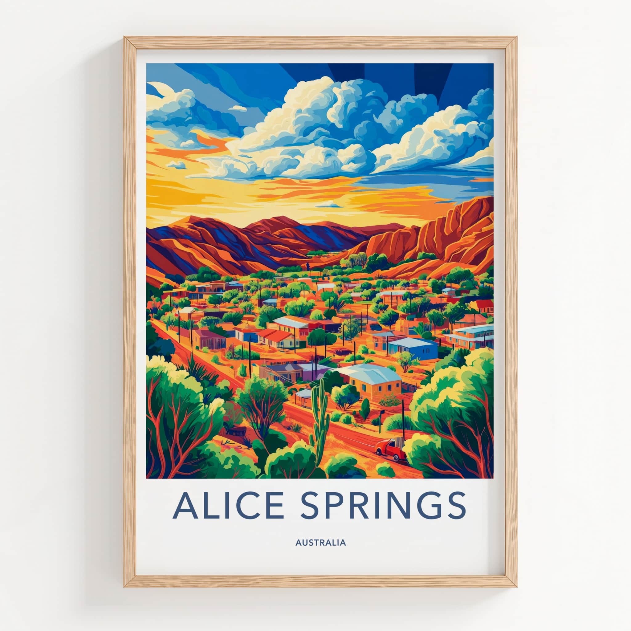 Alice Springs Poster - Australia Travel Art - Vibrant Desert Town Home Decor