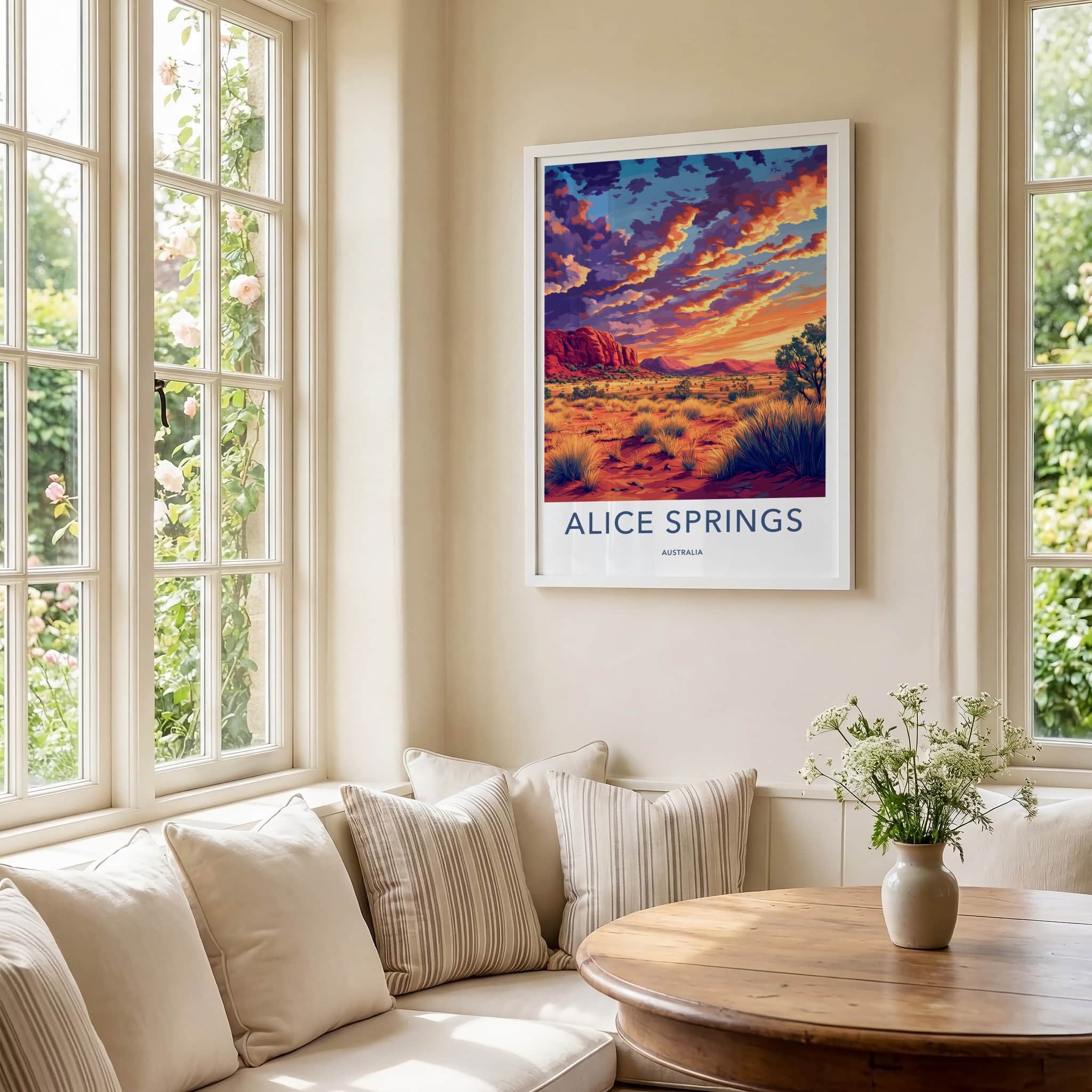 Alice Springs Poster - Australia Wall Art - Vibrant Outback Sunset Home Decor