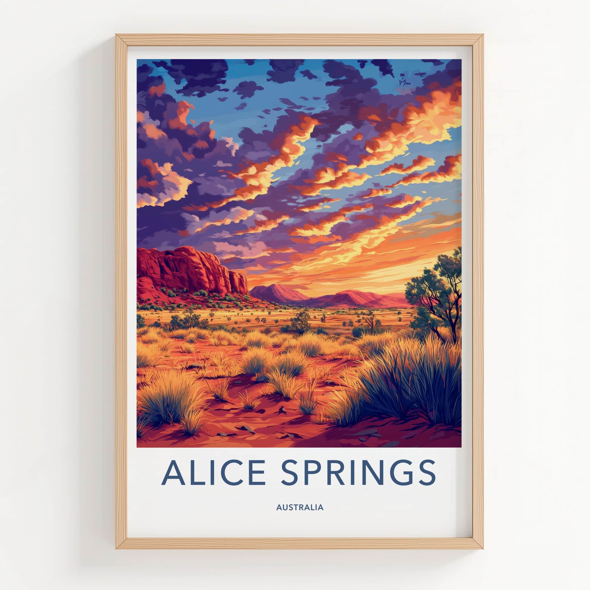 Alice Springs Poster - Australia Wall Art - Vibrant Outback Sunset Home Decor