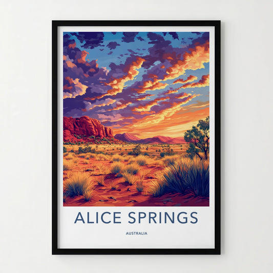 Alice Springs Poster - Australia Wall Art - Vibrant Outback Sunset Home Decor