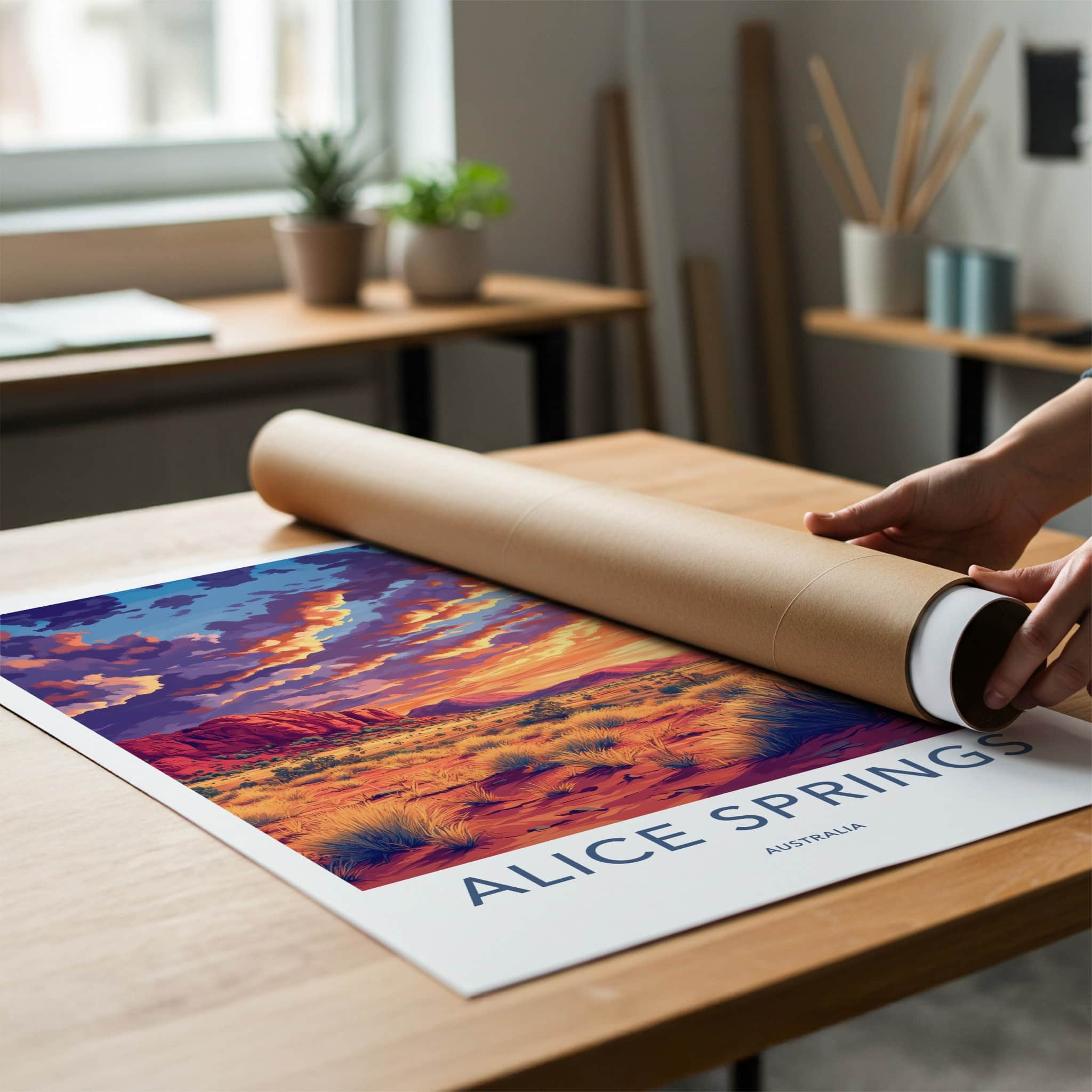 Alice Springs Poster - Australia Wall Art - Vibrant Outback Sunset Home Decor