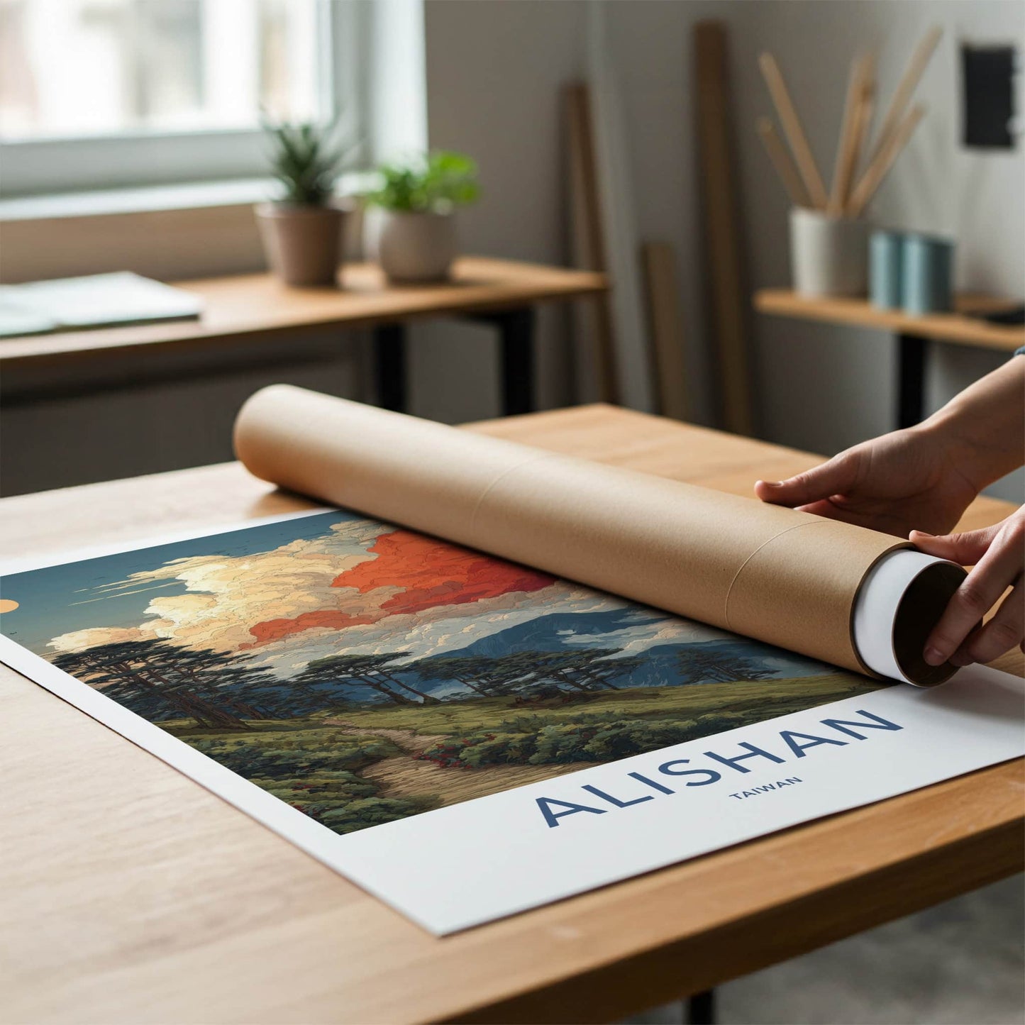 Alishan Poster Taiwan Forest Path Cloud Home Decor