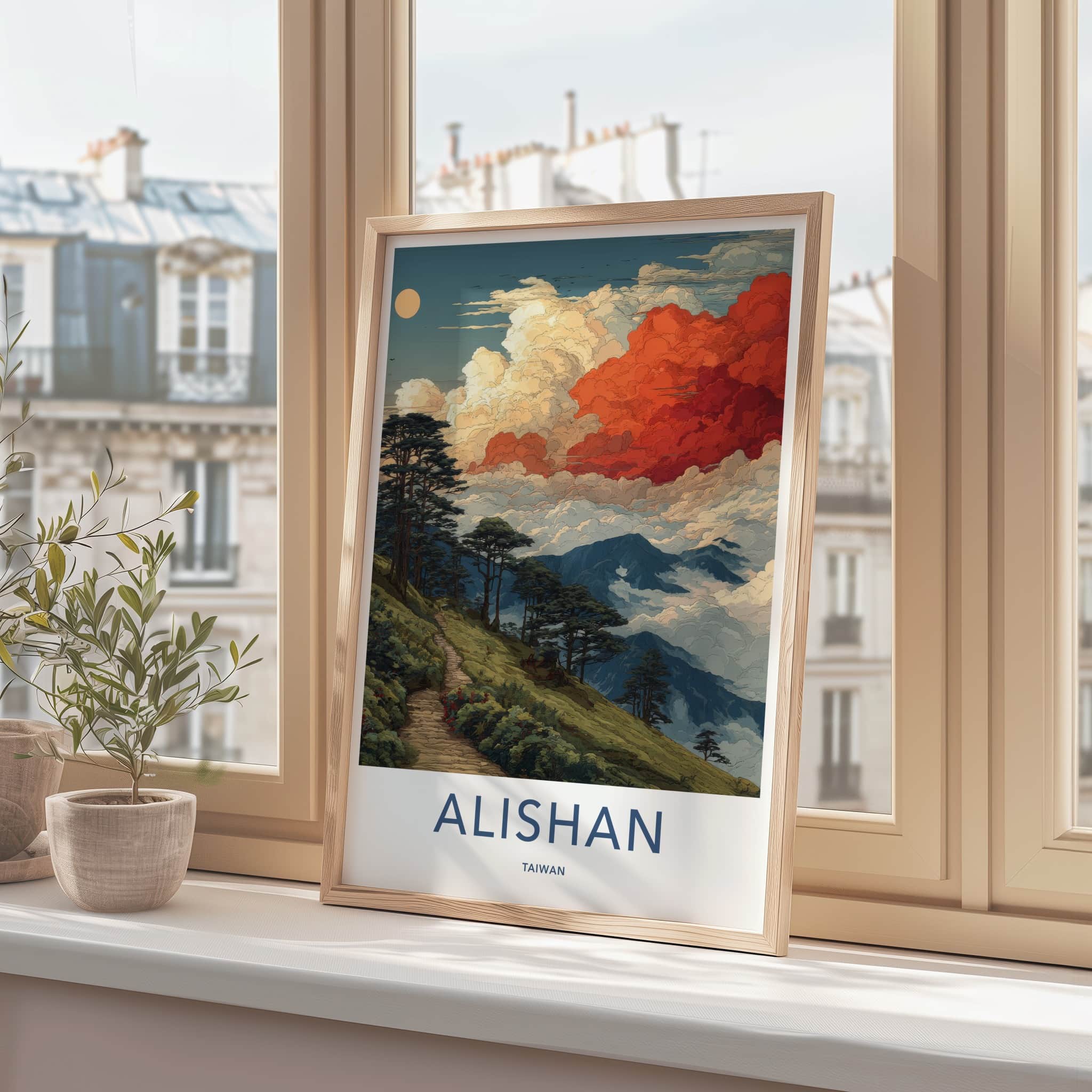 Alishan Poster Taiwan Forest Path Cloud Home Decor