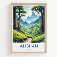 Alishan Poster - Taiwan Framed Print - Lush Green Plantation Lounge Decor
