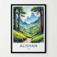 Alishan Poster - Taiwan Framed Print - Lush Green Plantation Lounge Decor