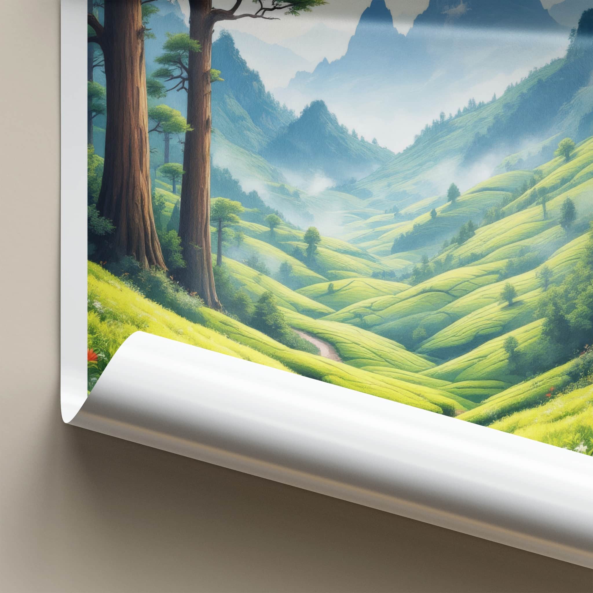Alishan Poster - Taiwan Framed Print - Lush Green Plantation Lounge Decor
