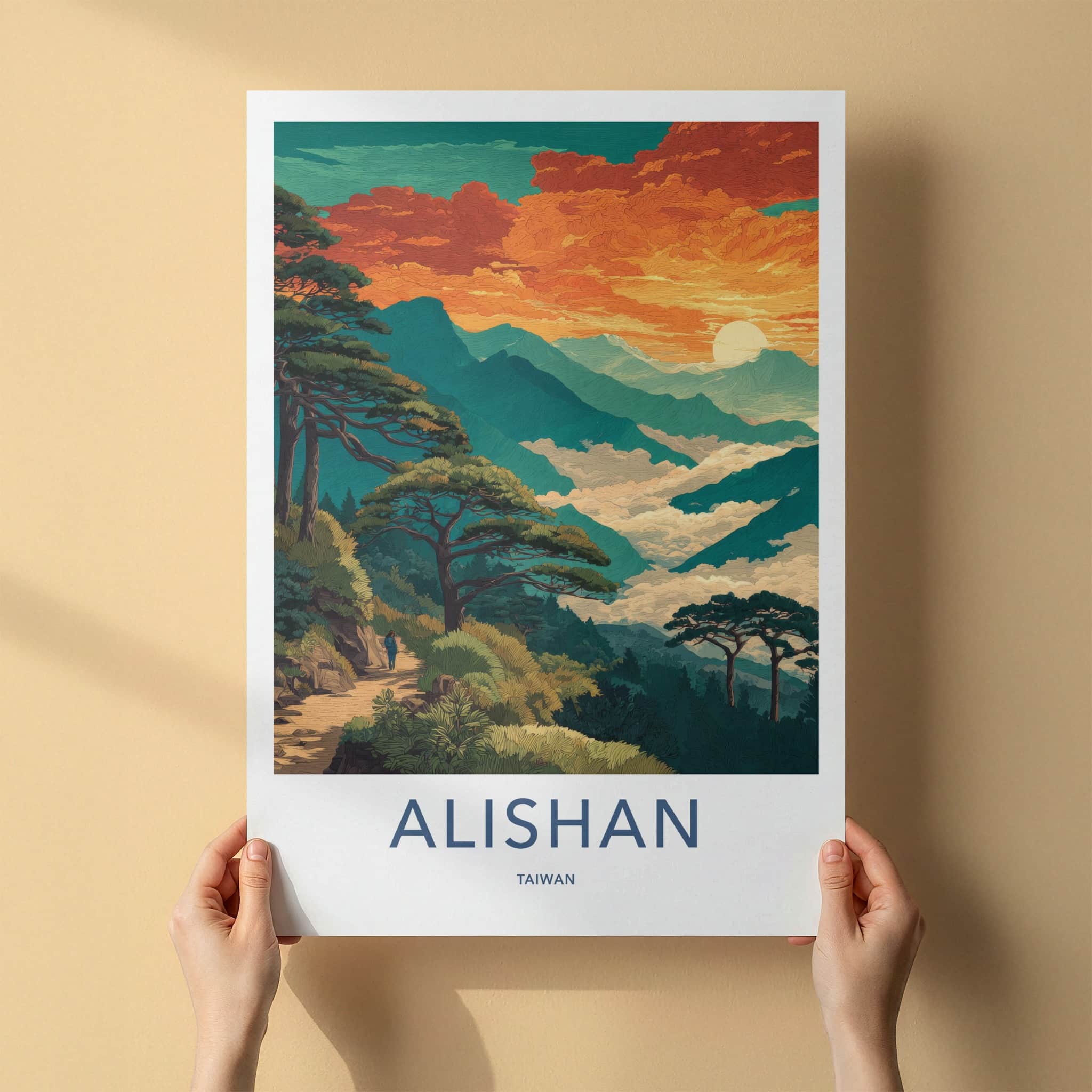 Alishan Poster Taiwan Mountain Sunset Forest Home Art