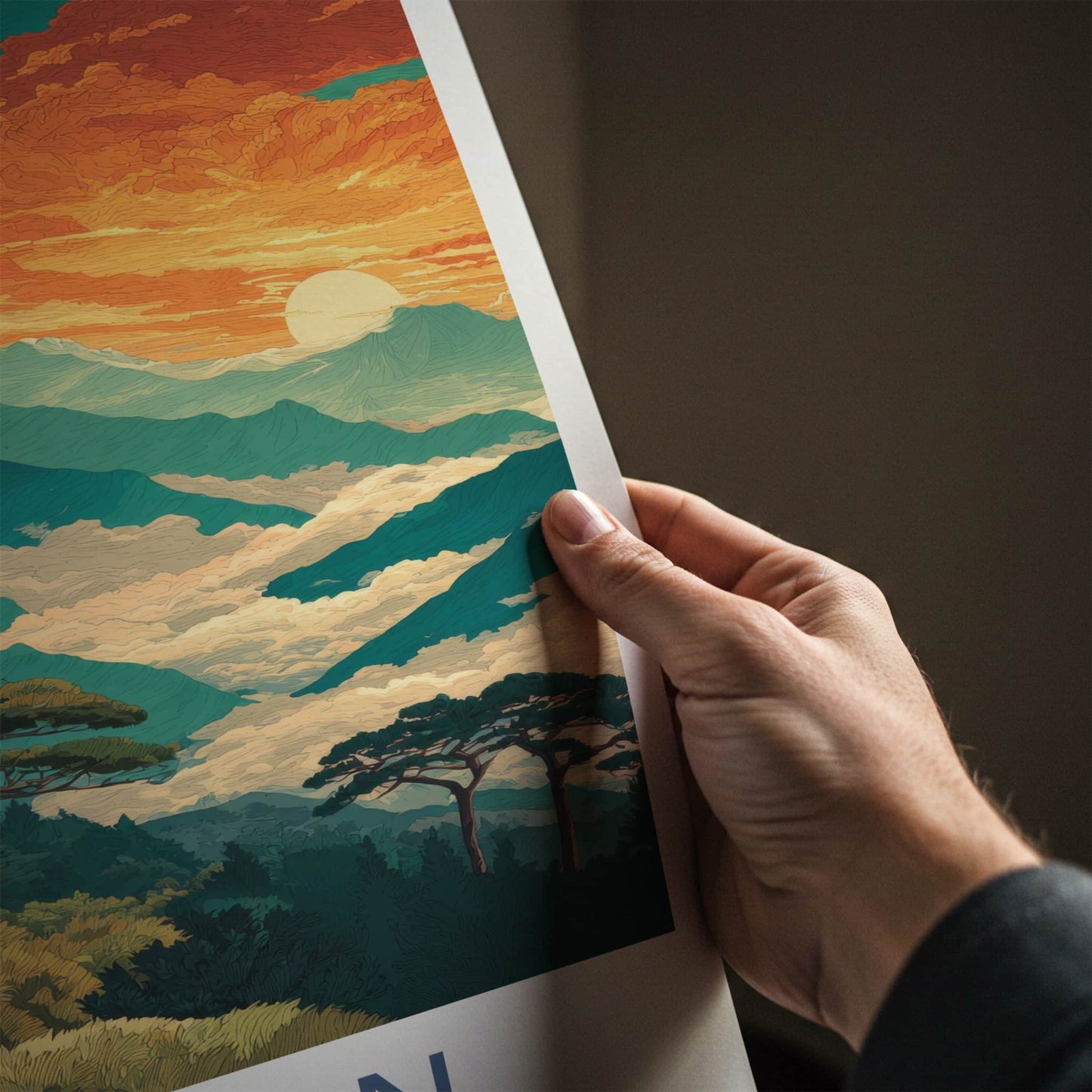 Alishan Poster Taiwan Mountain Sunset Forest Home Art