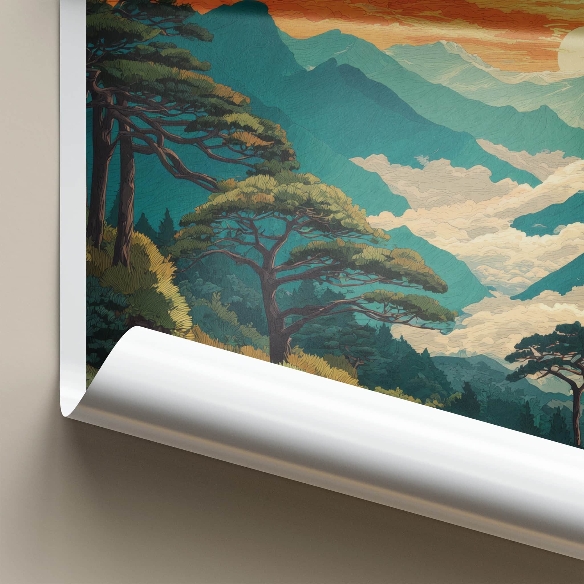 Alishan Poster Taiwan Mountain Sunset Forest Home Art