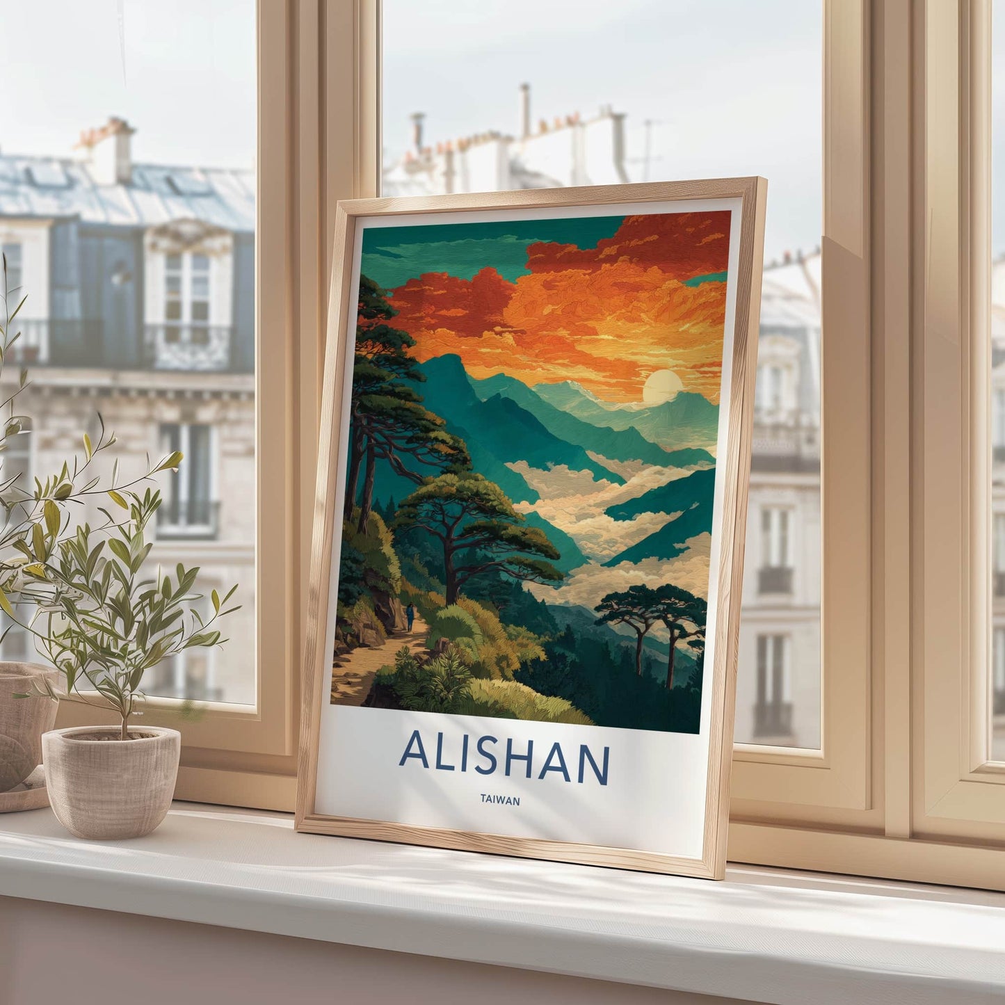 Alishan Poster Taiwan Mountain Sunset Forest Home Art
