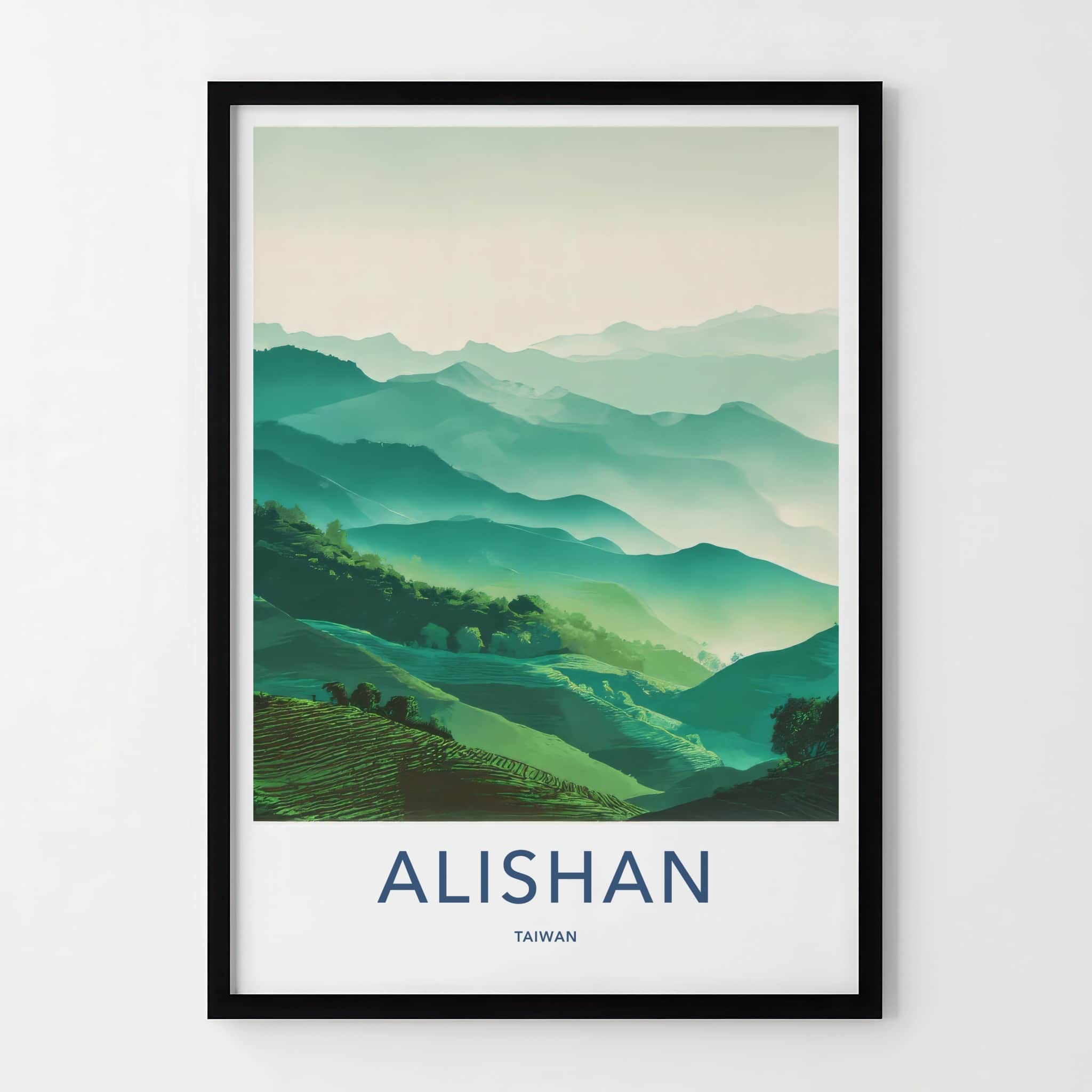 Alishan Poster Taiwan Travel Art Layered Mountainscape Home Decor