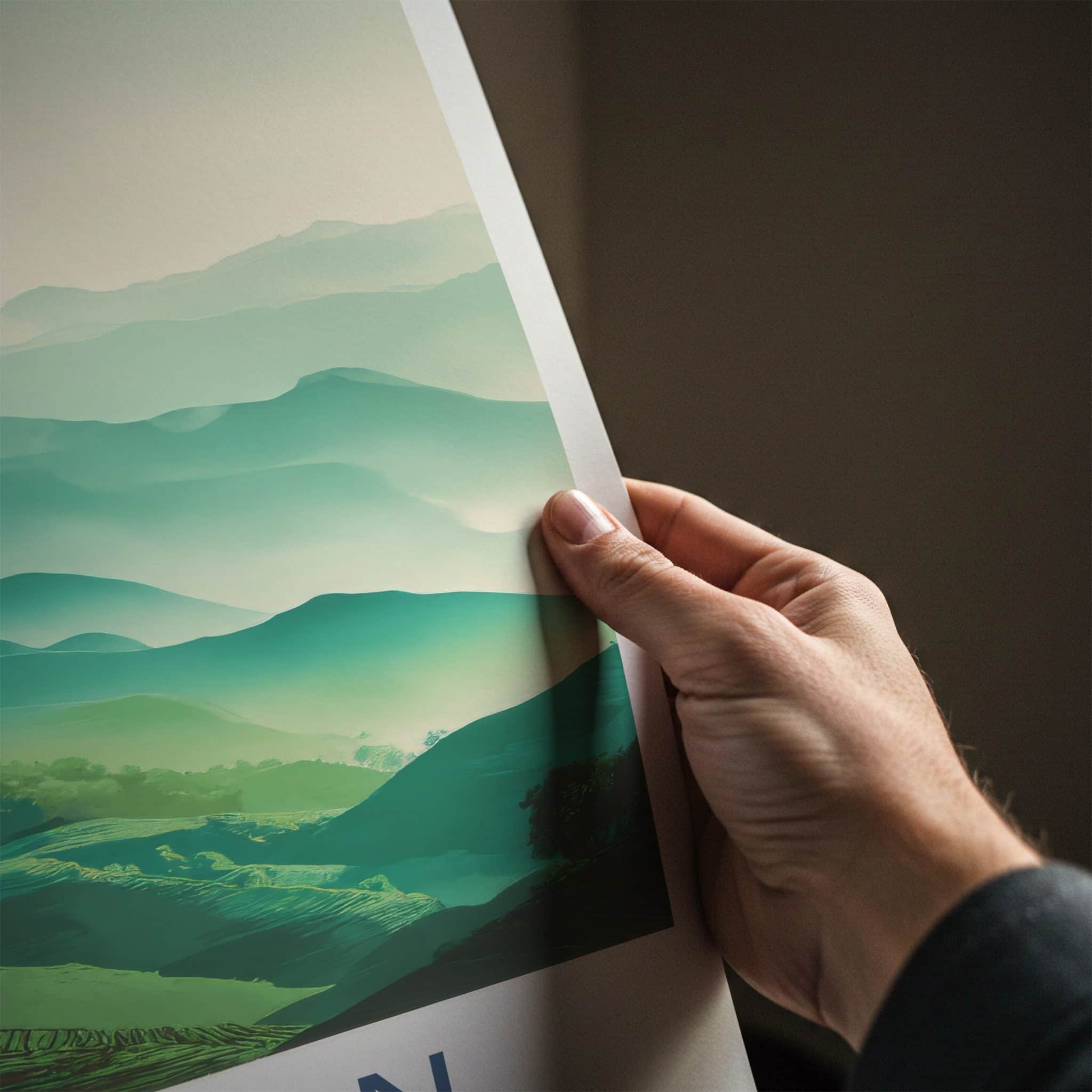 Alishan Poster Taiwan Travel Art Layered Mountainscape Home Decor