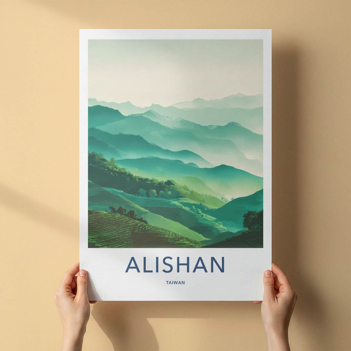 Alishan Poster Taiwan Travel Art Layered Mountainscape Home Decor