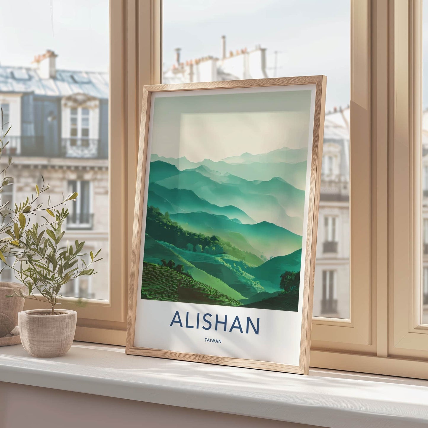 Alishan Poster Taiwan Travel Art Layered Mountainscape Home Decor