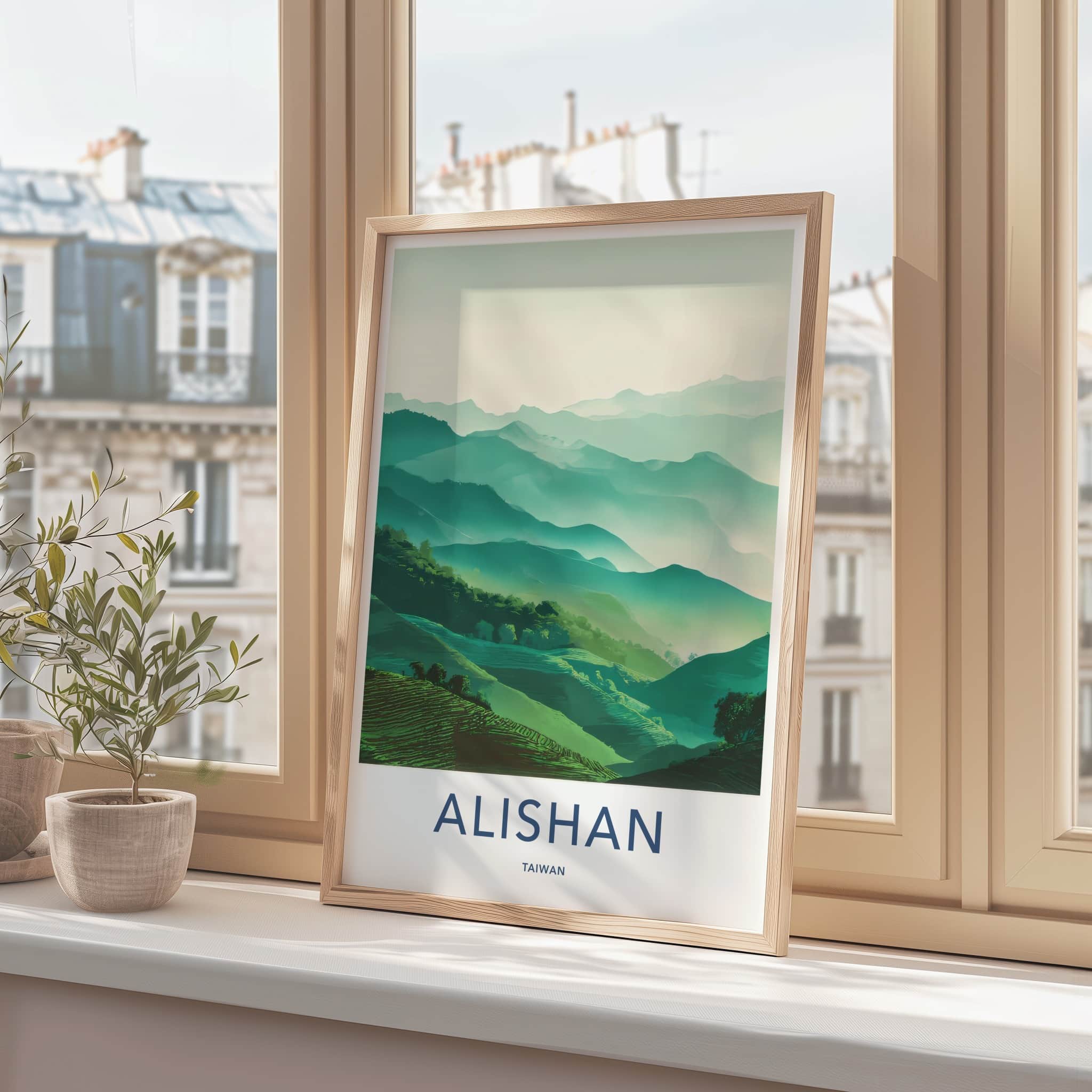 Alishan Poster Taiwan Travel Art Layered Mountainscape Home Decor