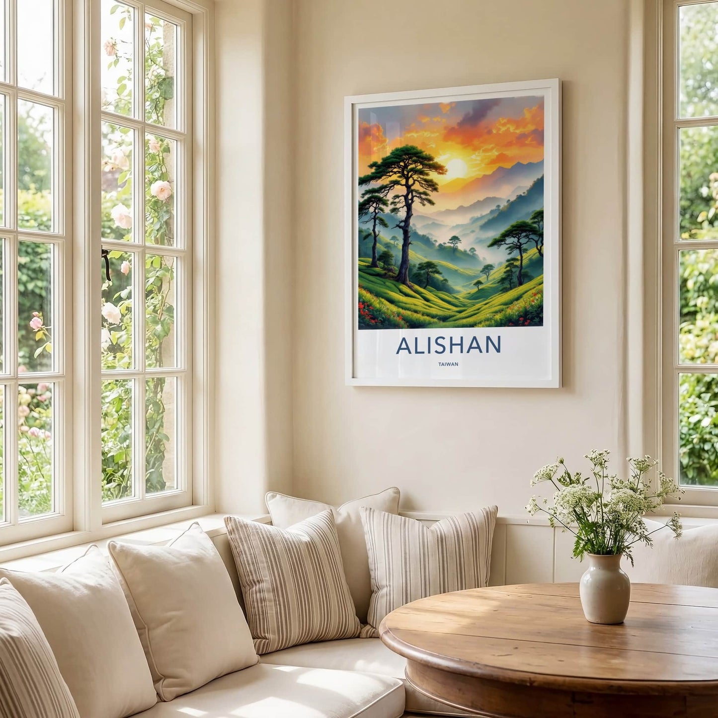 Alishan Poster - Taiwan Travel Art - Misty Tea Fields Gallery Art
