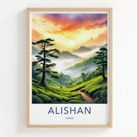 Alishan Poster - Taiwan Travel Art - Misty Tea Plantations Home Decor