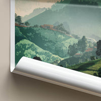 Alishan Poster - Taiwan Travel Illustration - Misty green hills Home Decor
