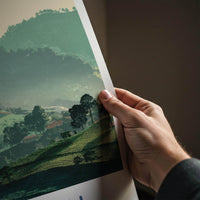 Alishan Poster - Taiwan Travel Illustration - Misty green hills Home Decor