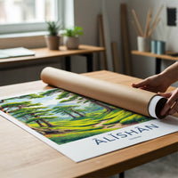 Alishan Poster - Taiwan Travel Print - Green Tea Terraces Framed Decor