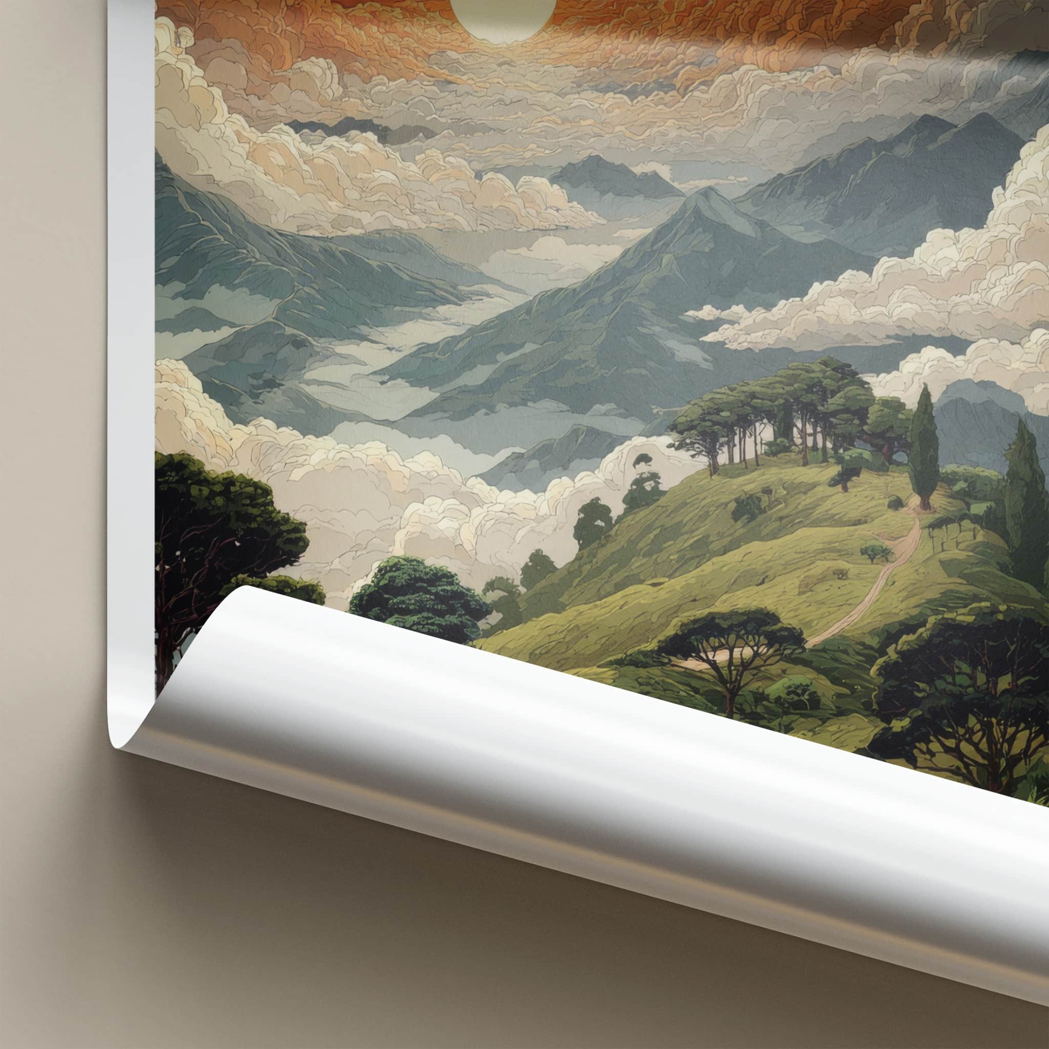 Alishan Poster - Taiwan Travel Print - Majestic Mountain Sunrise Home Decor