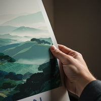 Alishan Poster - Taiwan Travel Print - Terraced Green Hills Gallery Art