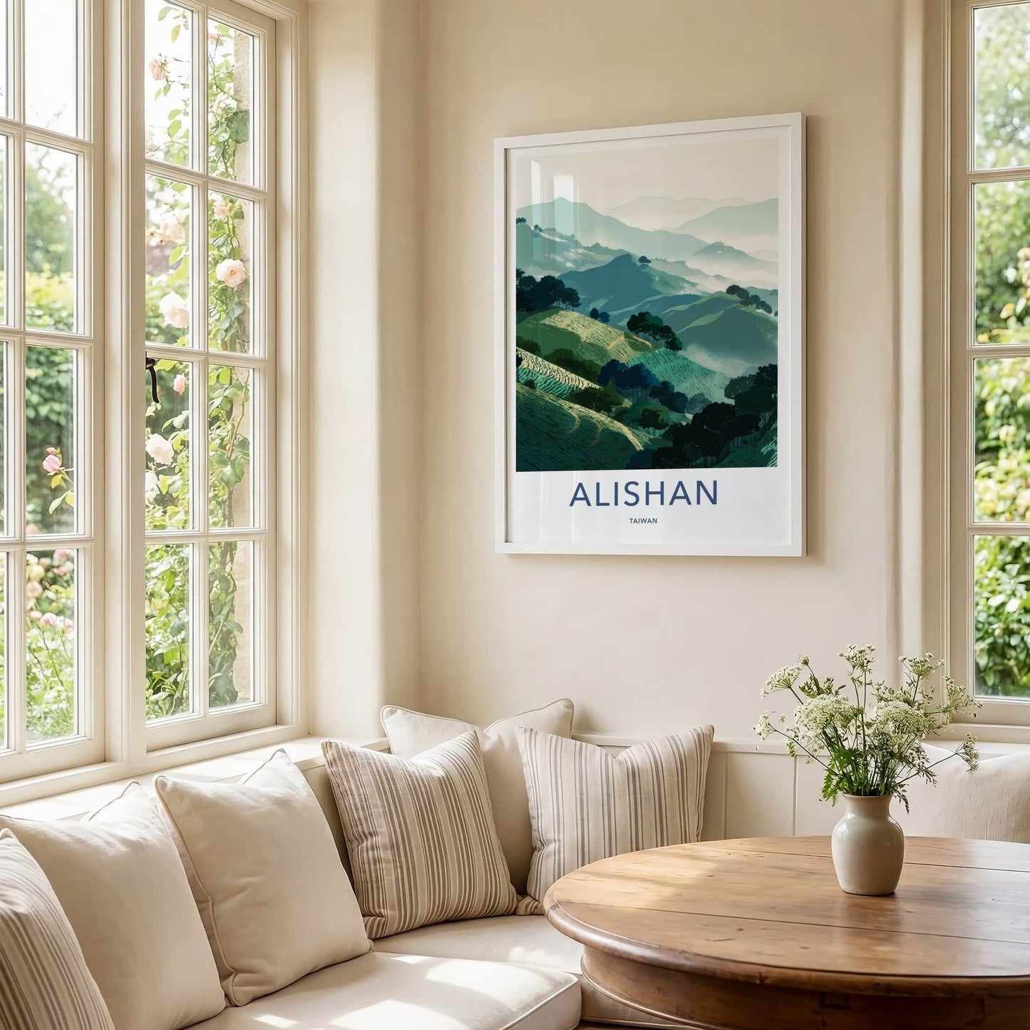 Alishan Poster - Taiwan Travel Print - Terraced Green Hills Gallery Art