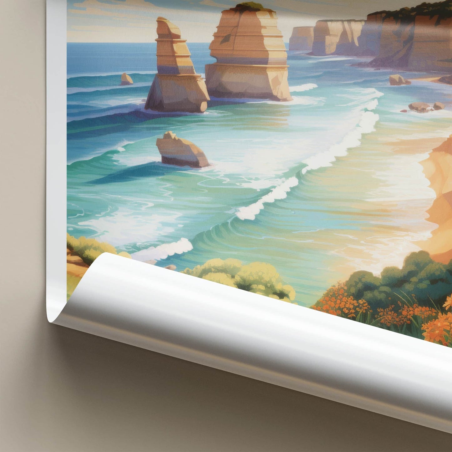 Allansford Poster - Australia Travel Art - Coastal Ocean Cliffs Home Decor