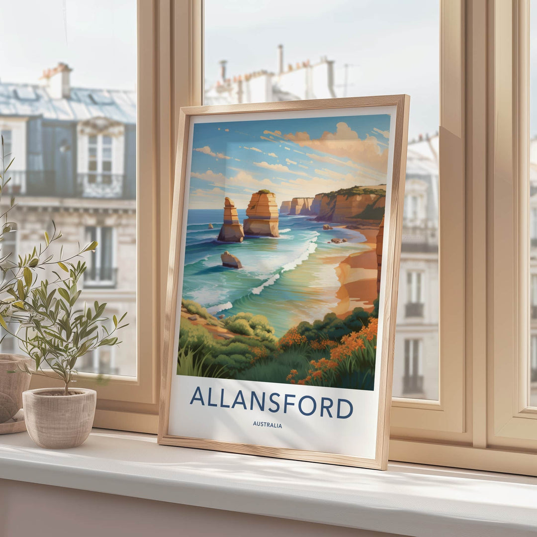Allansford Poster - Australia Travel Art - Coastal Ocean Cliffs Home Decor