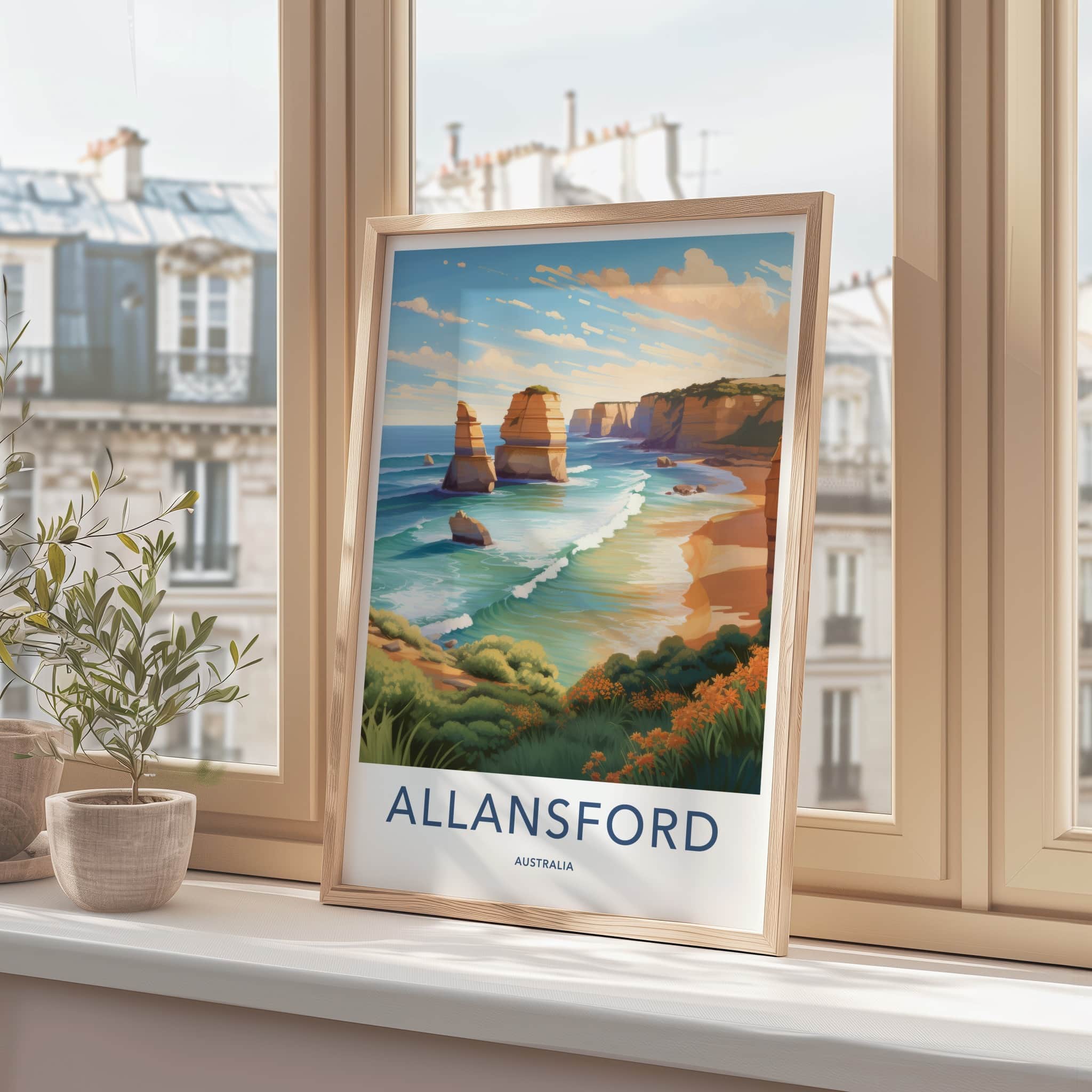 Allansford Poster - Australia Travel Art - Coastal Ocean Cliffs Home Decor