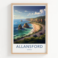 Allansford Poster - Australia Travel Art - Coastal Road Ocean Home Decor