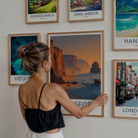 Allansford Poster - Australia Travel Illustration - Coastal Cliffs Sunset Home Decor