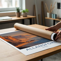 Allansford Poster - Australia Travel Illustration - Coastal Cliffs Sunset Home Decor