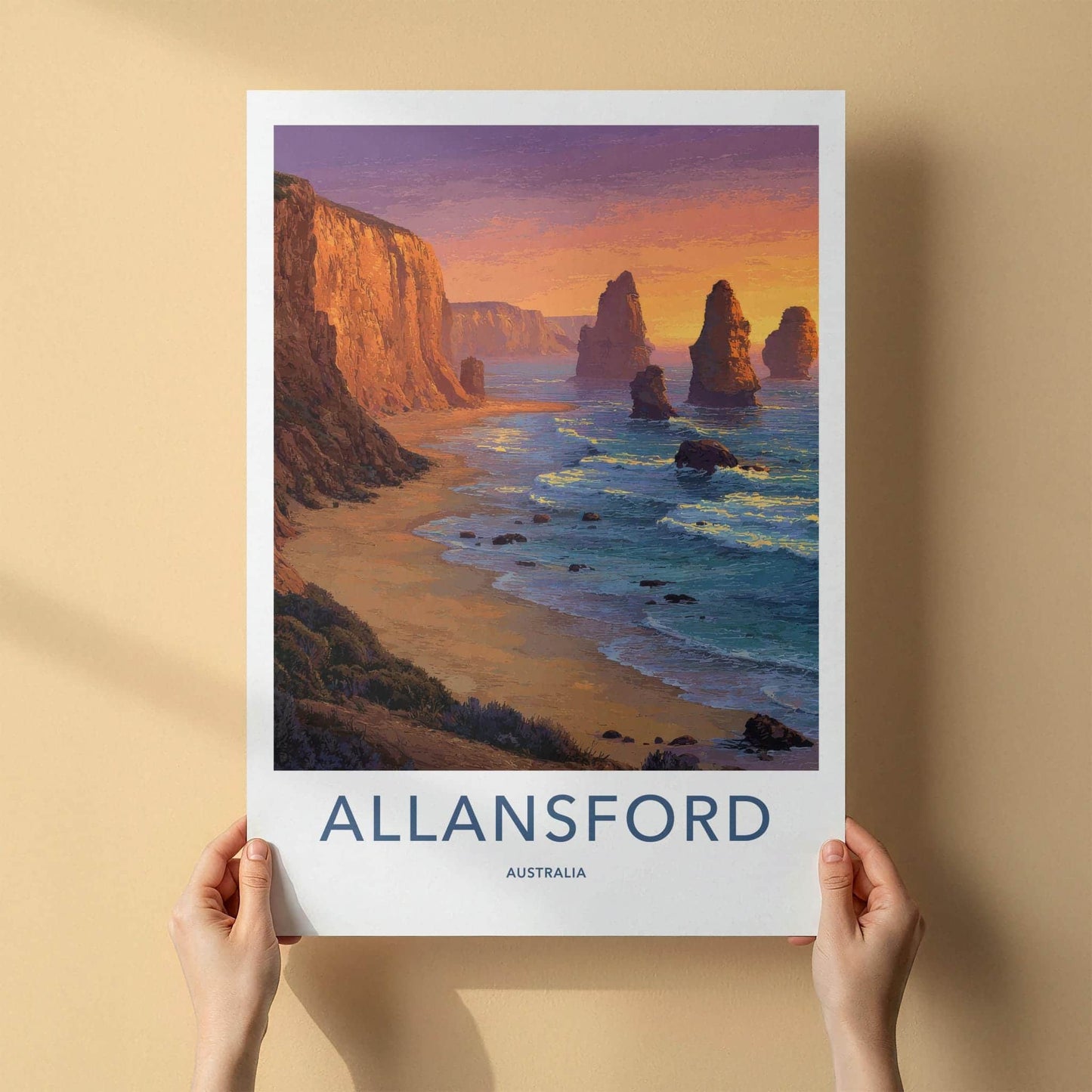 Allansford Poster - Australia Wall Art - Sea Stacks Sunset Wall Decor