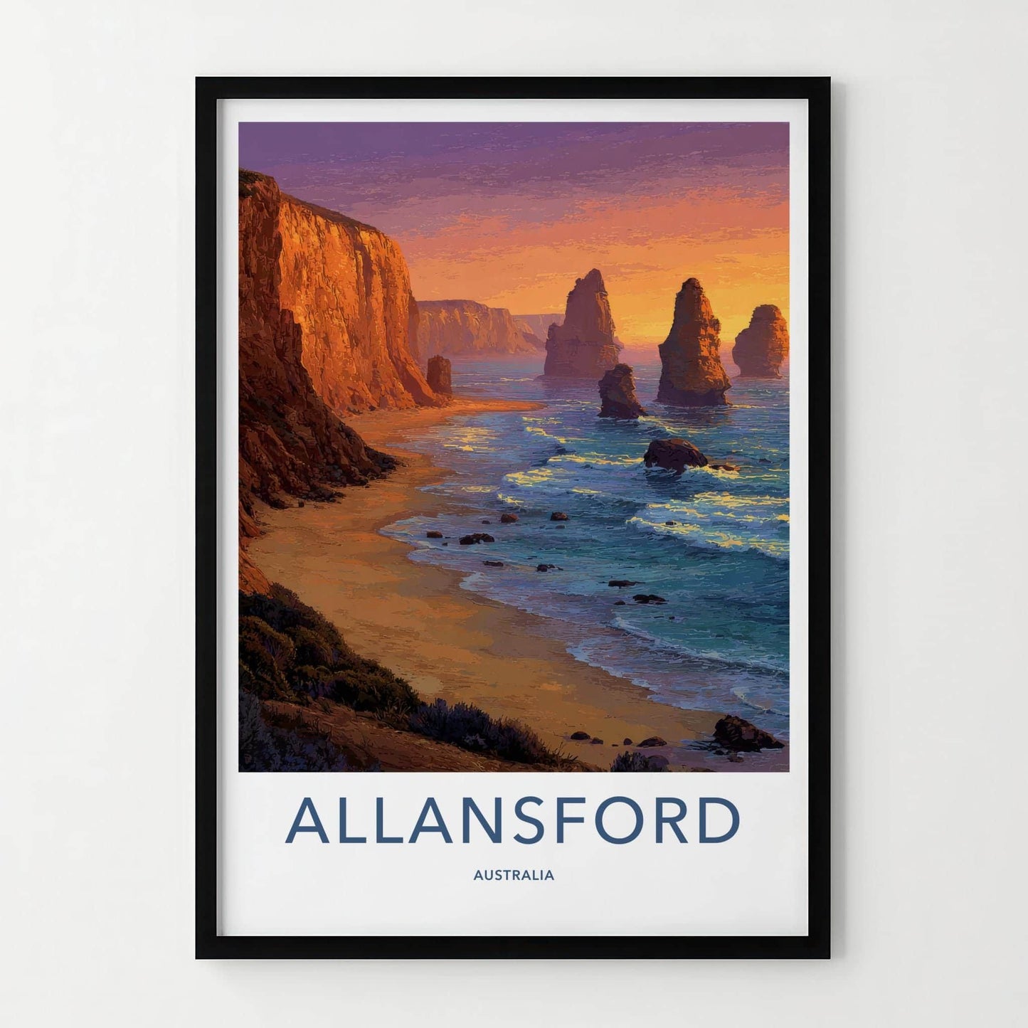 Allansford Poster - Australia Wall Art - Sea Stacks Sunset Wall Decor