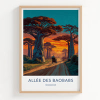 Allee Des Baobabs Poster - Madagascar Framed Art - Dirt Path Sunset Home Art