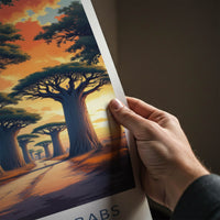 Allee des Baobabs Poster - Madagascar Travel Art - Orange Sky Pathway Home Decor