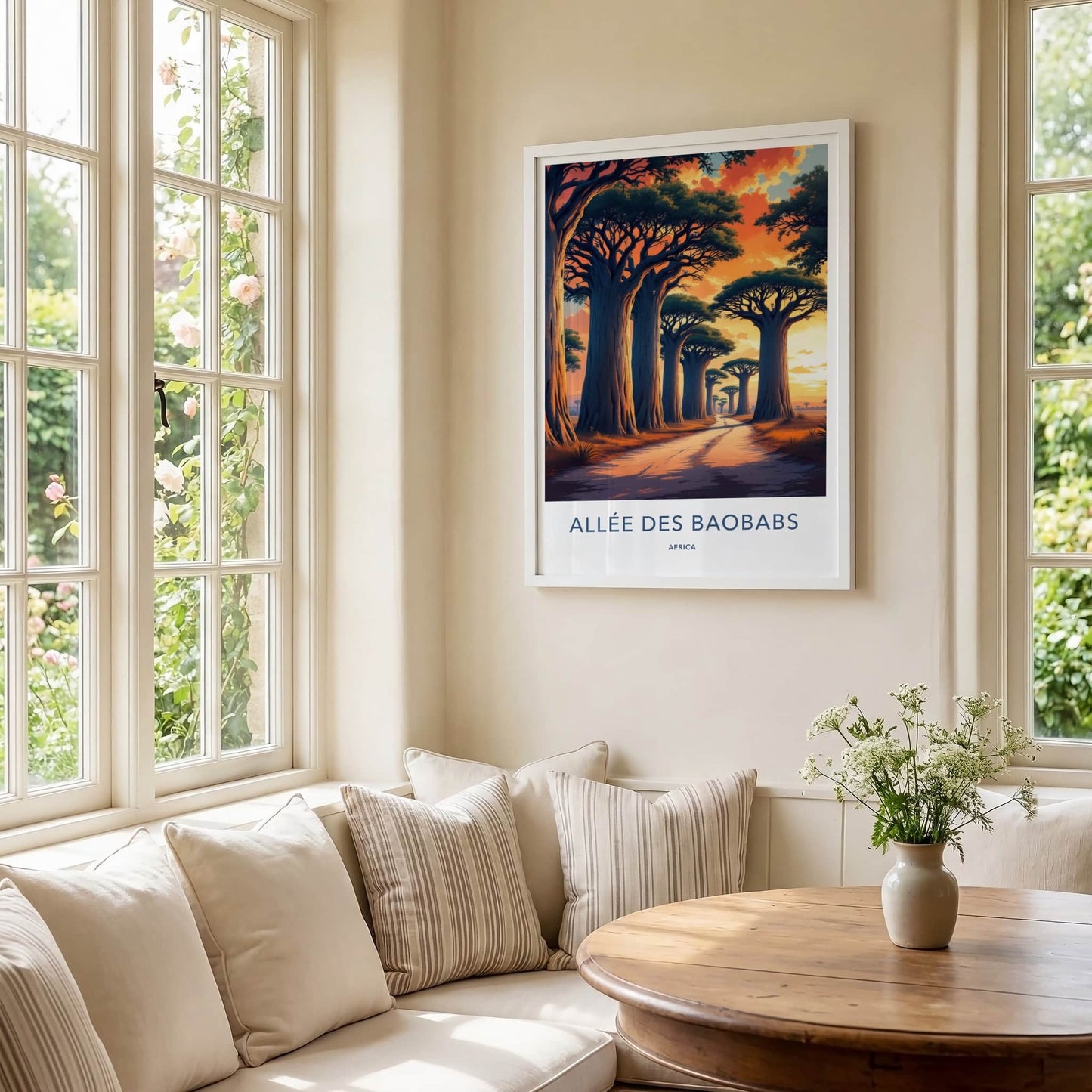 Allee des Baobabs Poster - Madagascar Travel Art - Orange Sky Pathway Home Decor