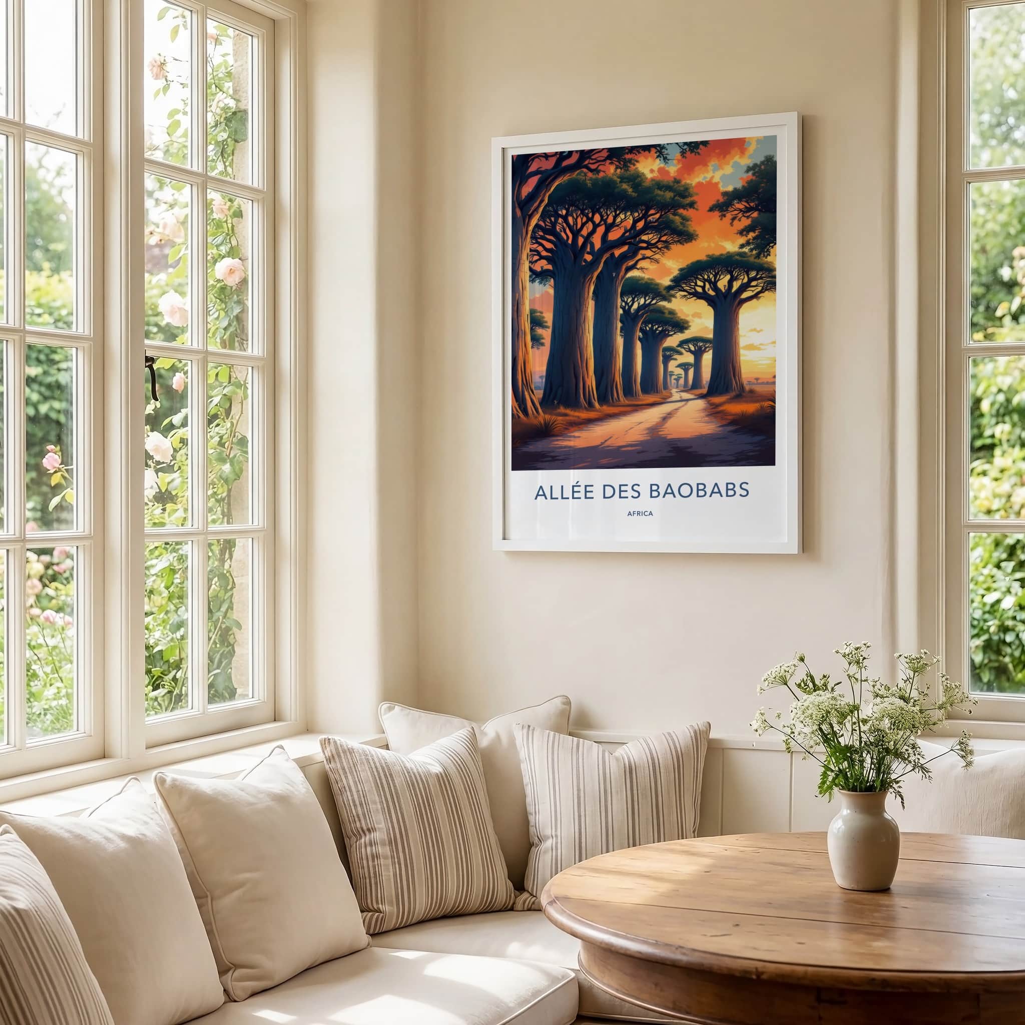 Allee des Baobabs Poster - Madagascar Travel Art - Orange Sky Pathway Home Decor