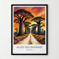 Allee Des Baobabs Poster - Madagascar Travel Art - Sunset Africa Home Decor