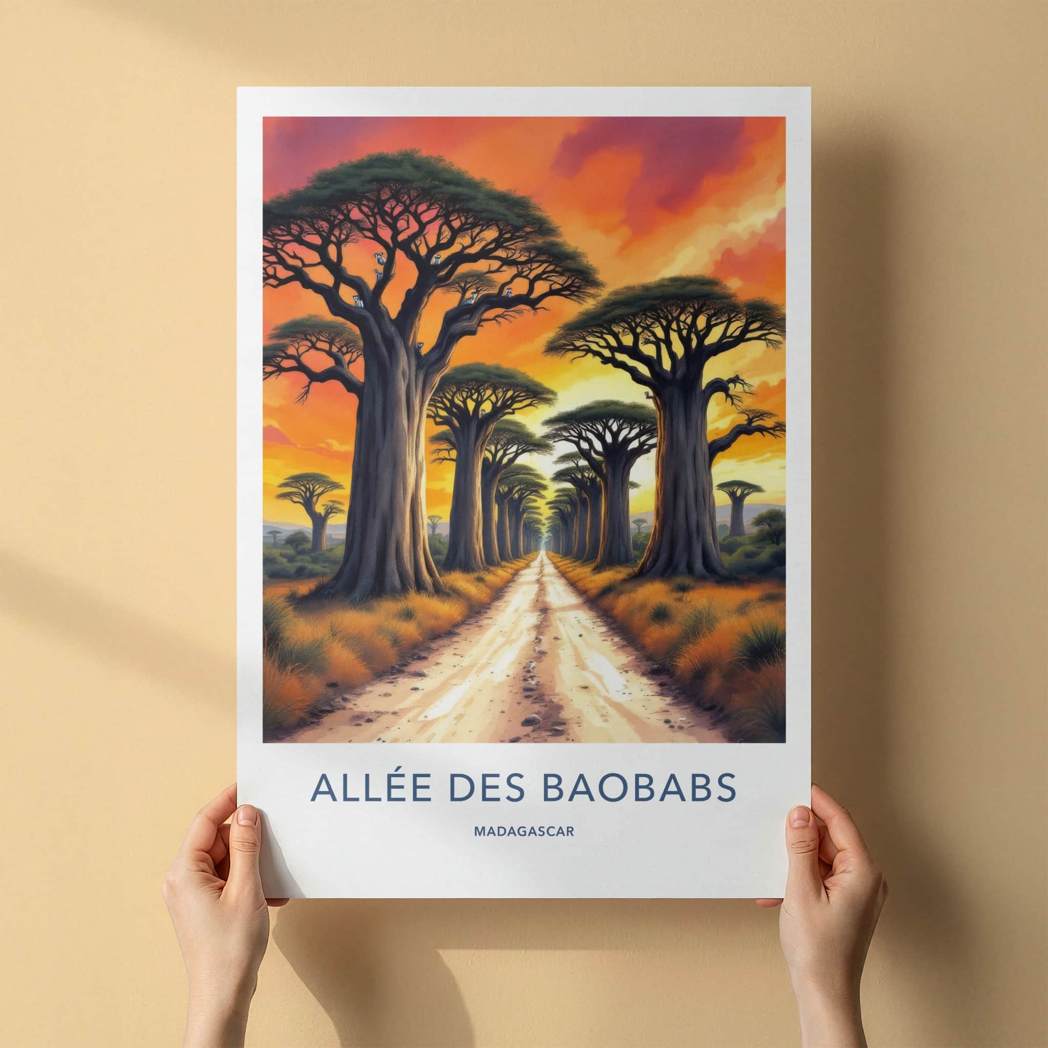 Allee Des Baobabs Poster - Madagascar Travel Art - Sunset Africa Home Decor