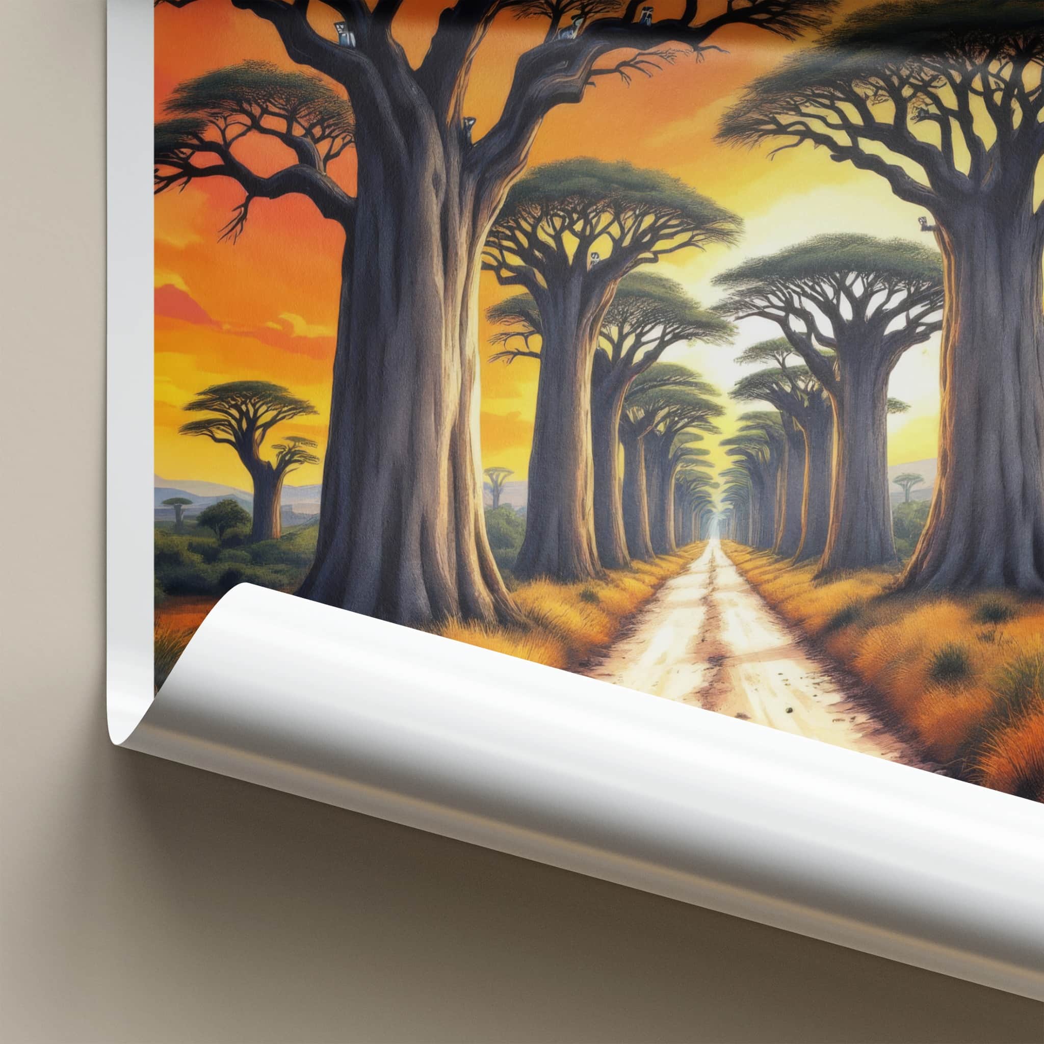 Allee Des Baobabs Poster - Madagascar Travel Art - Sunset Africa Home Decor