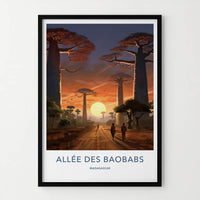 Allee Des Baobabs Poster - Madagascar Travel Art - Sunset Baobab Alley Home Decor