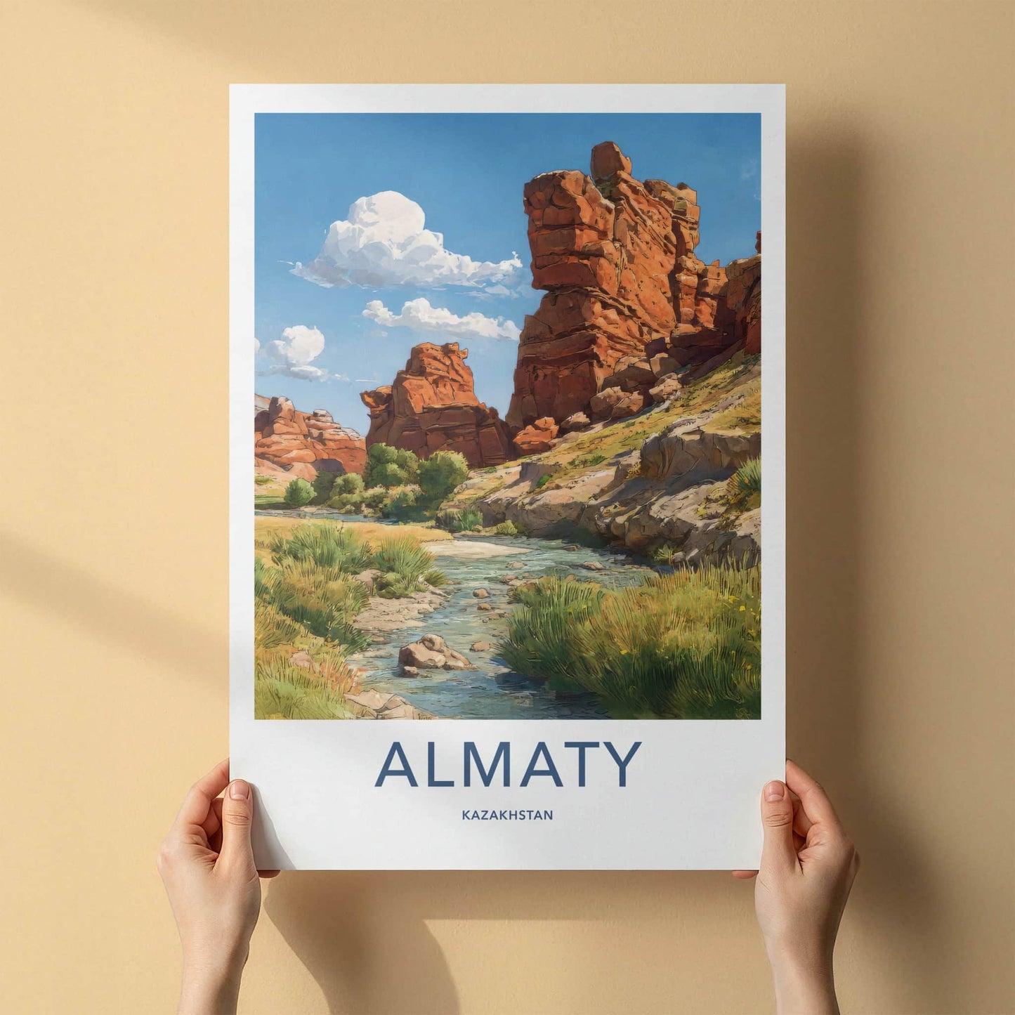 Almaty Poster - Kazakhstan Travel Art - Red Rock Canyon Wall Decor