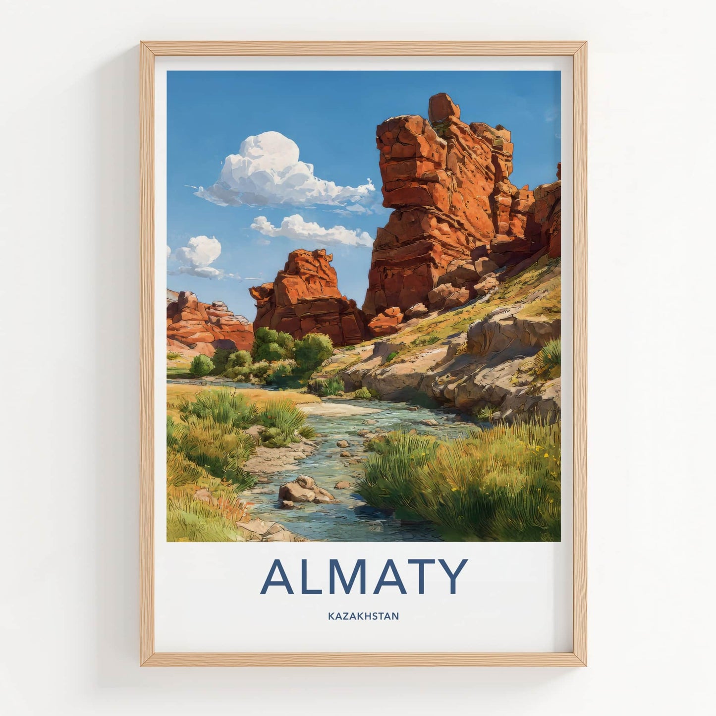 Almaty Poster - Kazakhstan Travel Art - Red Rock Canyon Wall Decor