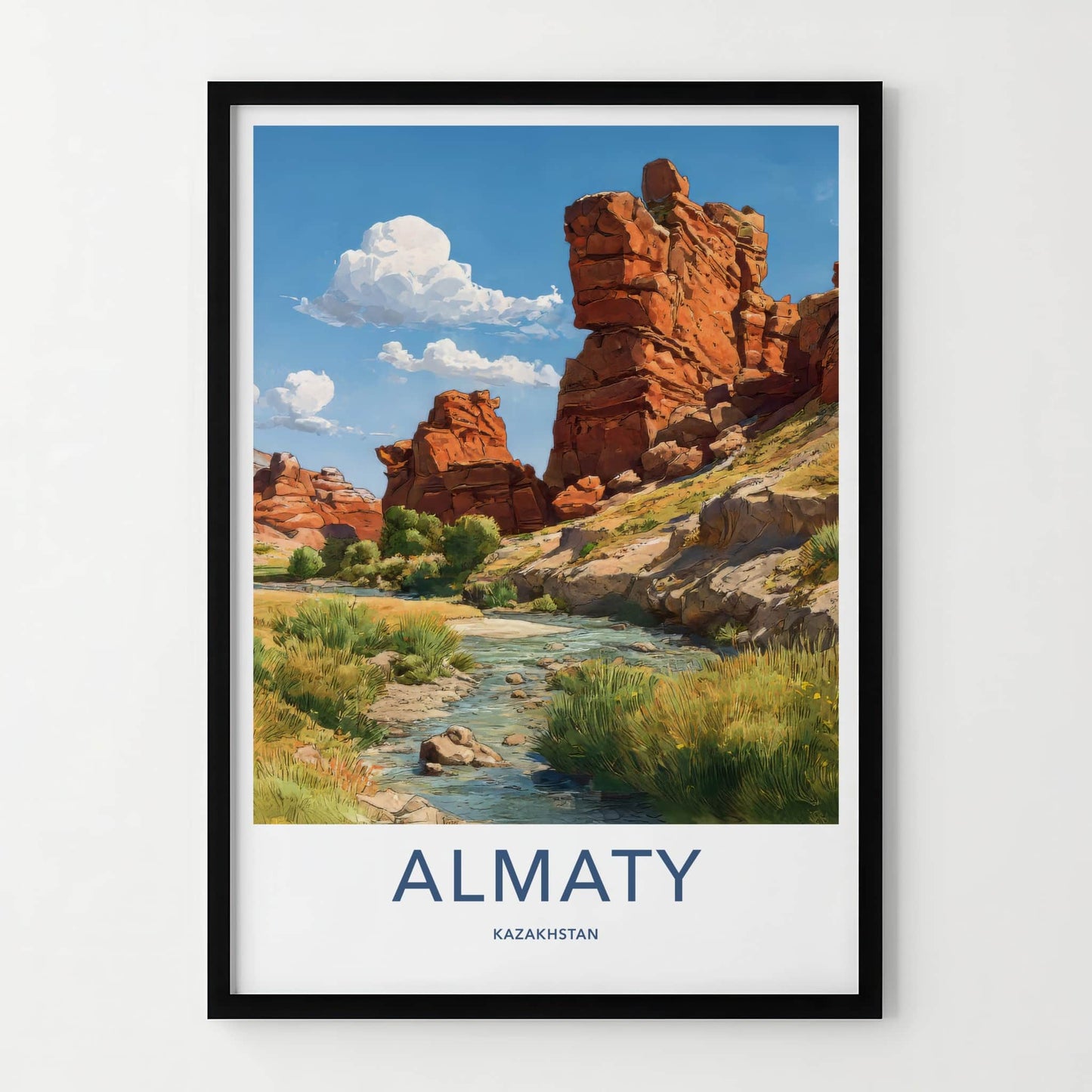 Almaty Poster - Kazakhstan Travel Art - Red Rock Canyon Wall Decor