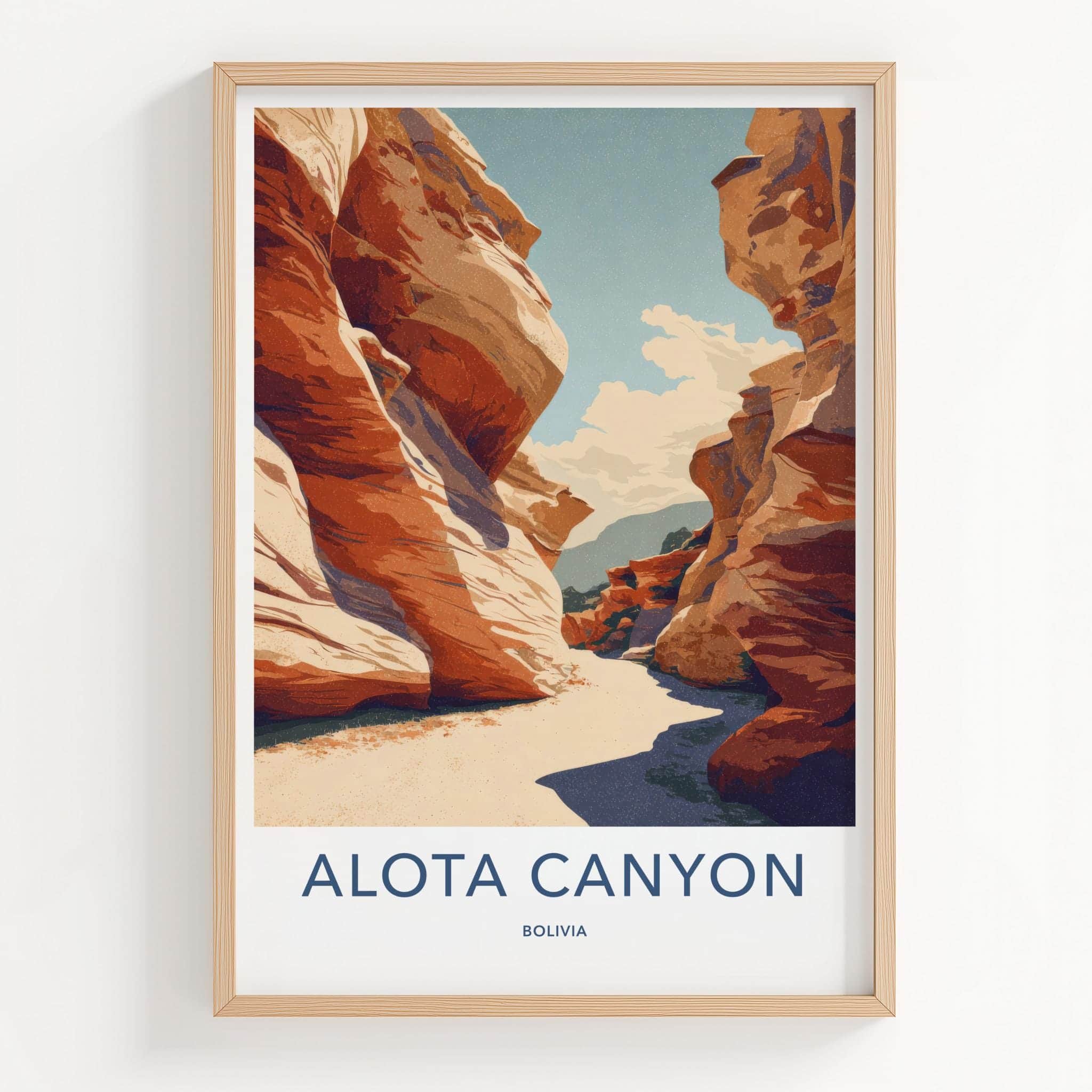 Alota Canyon Poster - Bolivia Travel Illustration - Striking Desert Canyon Lounge Decor