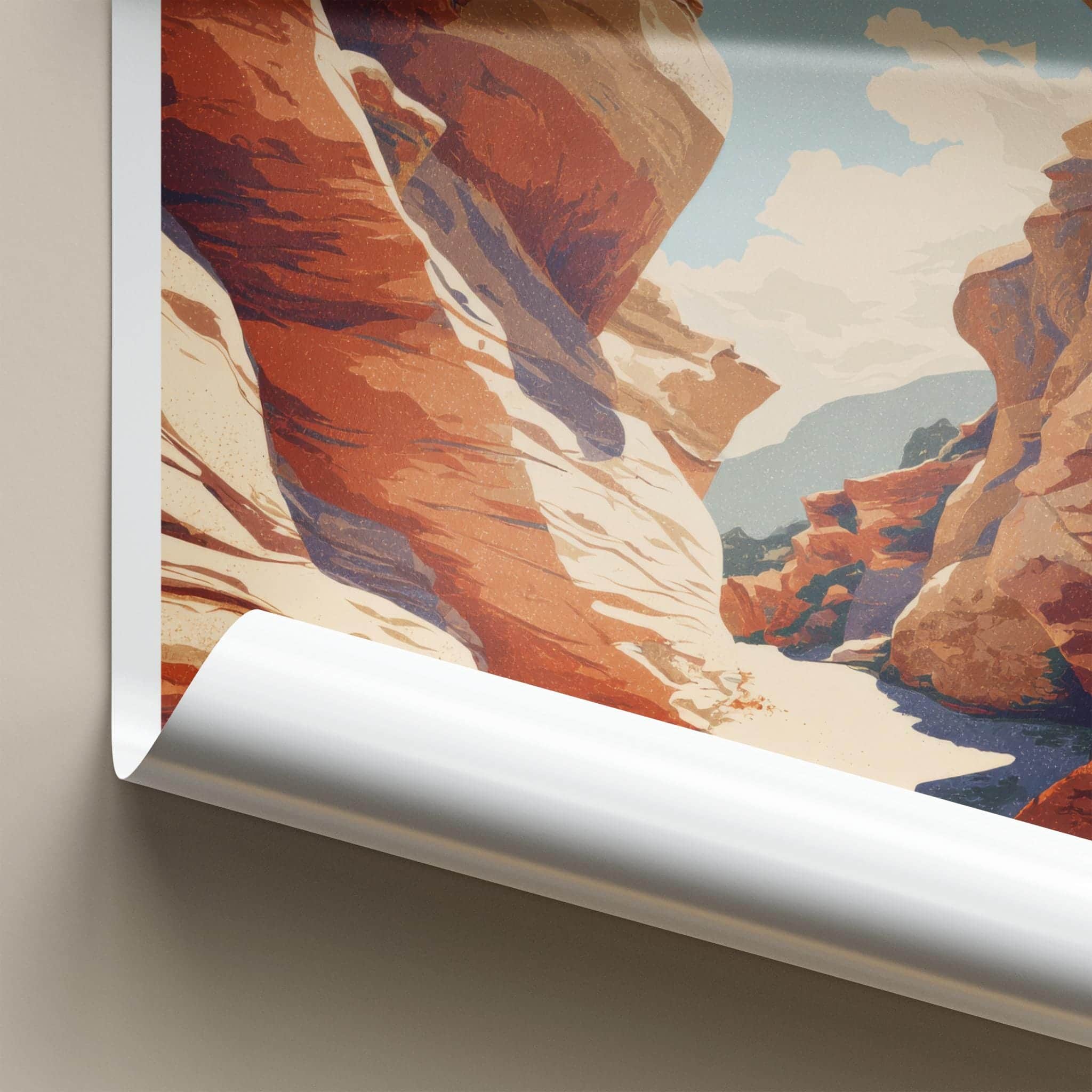 Alota Canyon Poster - Bolivia Travel Illustration - Striking Desert Canyon Lounge Decor