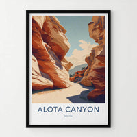 Alota Canyon Poster - Bolivia Travel Illustration - Striking Desert Canyon Lounge Decor