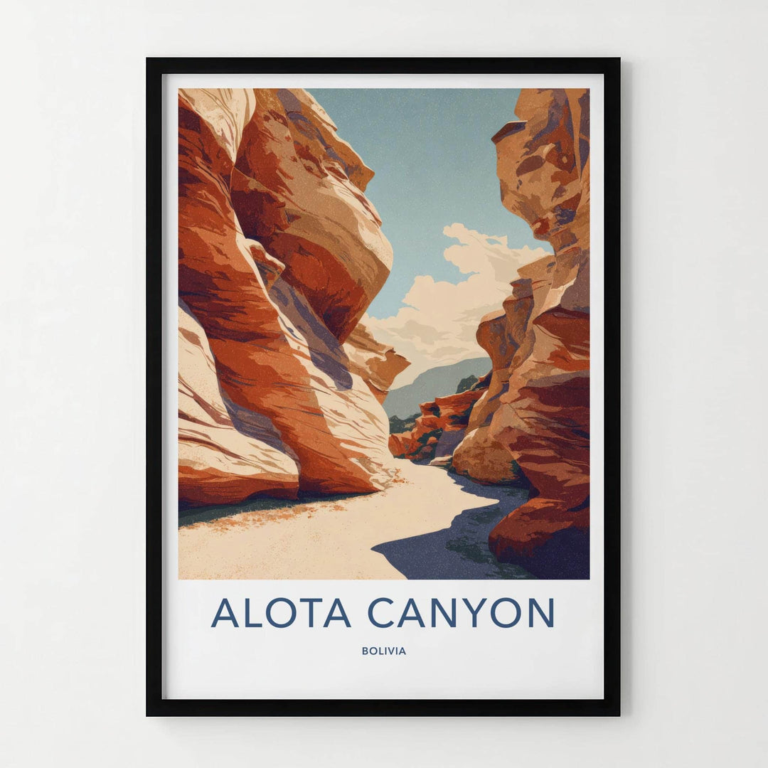 Alota Canyon Poster - Bolivia Travel Illustration - Striking Desert Canyon Lounge Decor